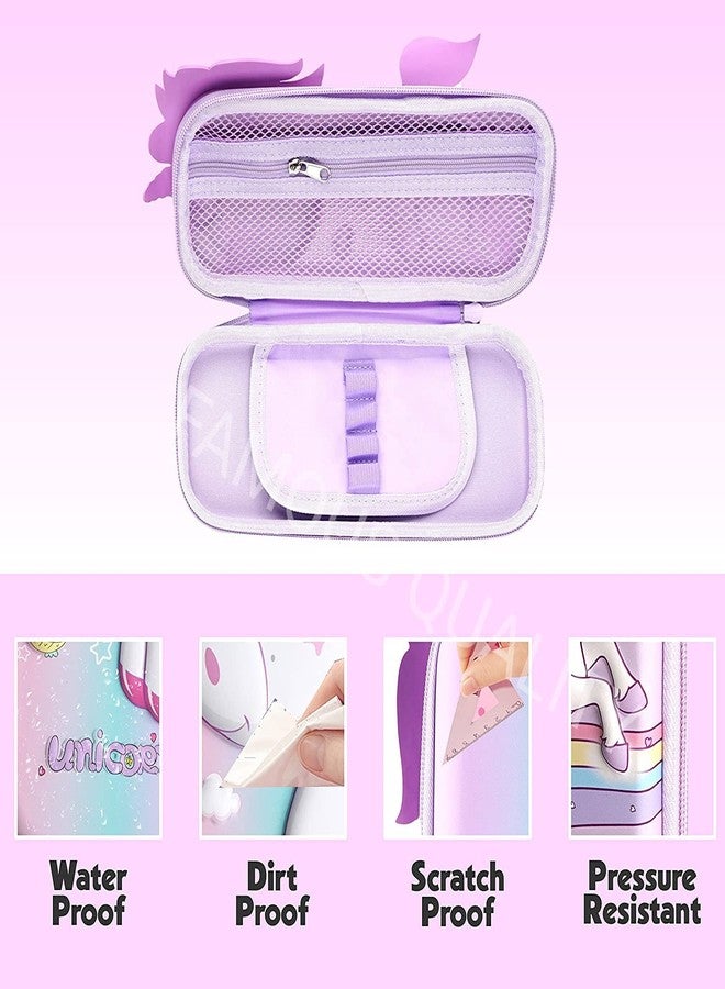 فيماس كواليتي علبة أقلام رصاص أنيقة ثلاثية الأبعاد على شكل وحيد القرن باللون الوردي مصنوعة من مادة إيثيلين فينيل أسيتات (EVA) عالية الجودة، مزودة بأقسام متعددة، منظم أدوات مدرسية للأطفال، صندوق أدوات مكتبية للطلاب (قطعة واحدة بألوان قوس قزح). - Image 5